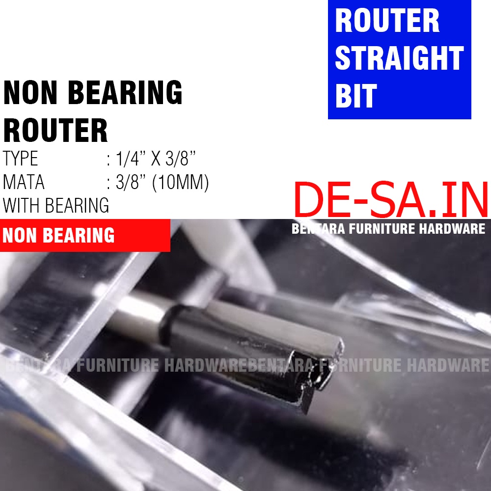 Twin Router 10 MM (3/8&quot; x 3/4&quot;) Tanpa Roda - 10 MM Straight Bit Non Bearing