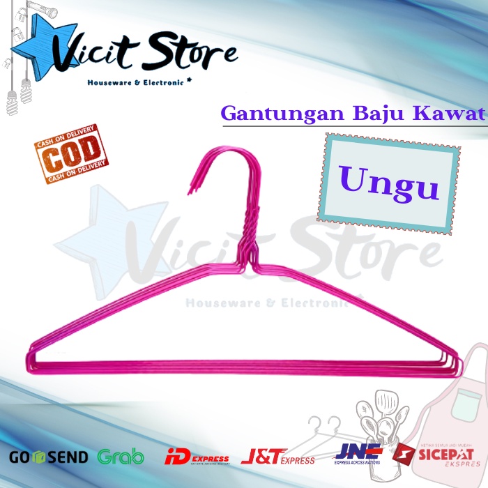 Gantungan Baju Kawat Coating Warna Anti Karat Ekonomis ( 1pack isi 10pcs )