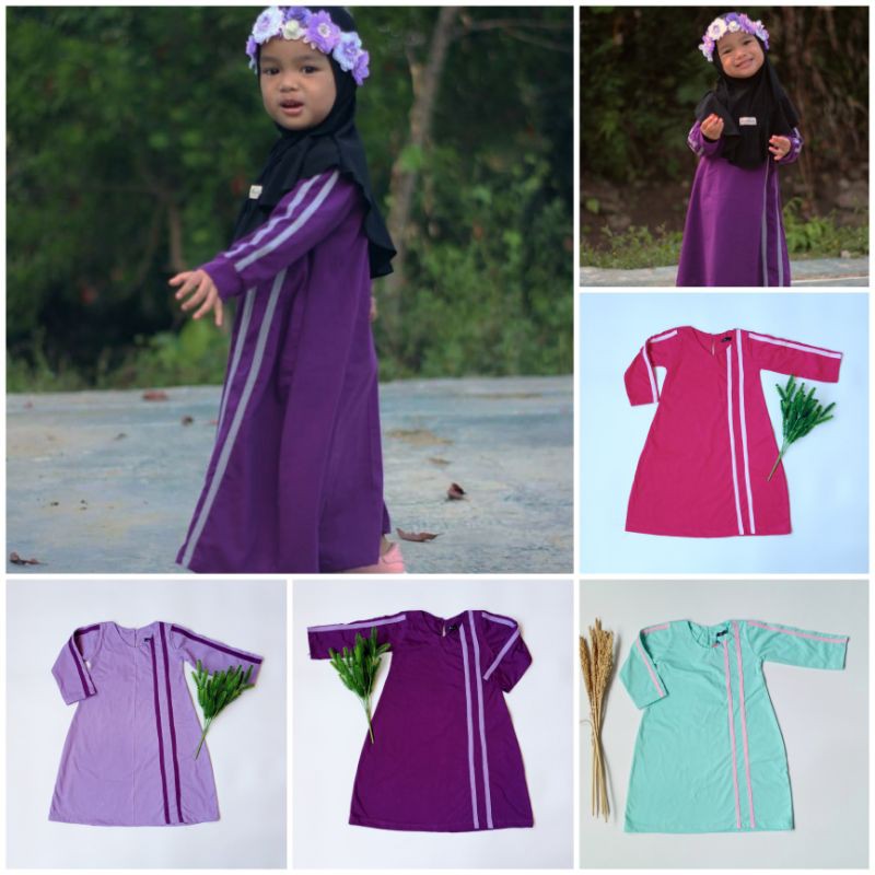 Gamis kaos anak usia 1-12 tahun bahan kaos carded adem mirip combed