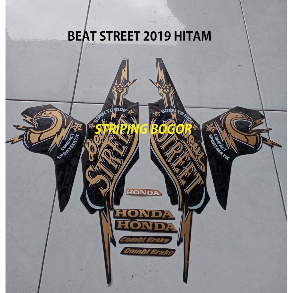 Striping Stiker Motor Honda Beat Street 2019 Hitam Gold