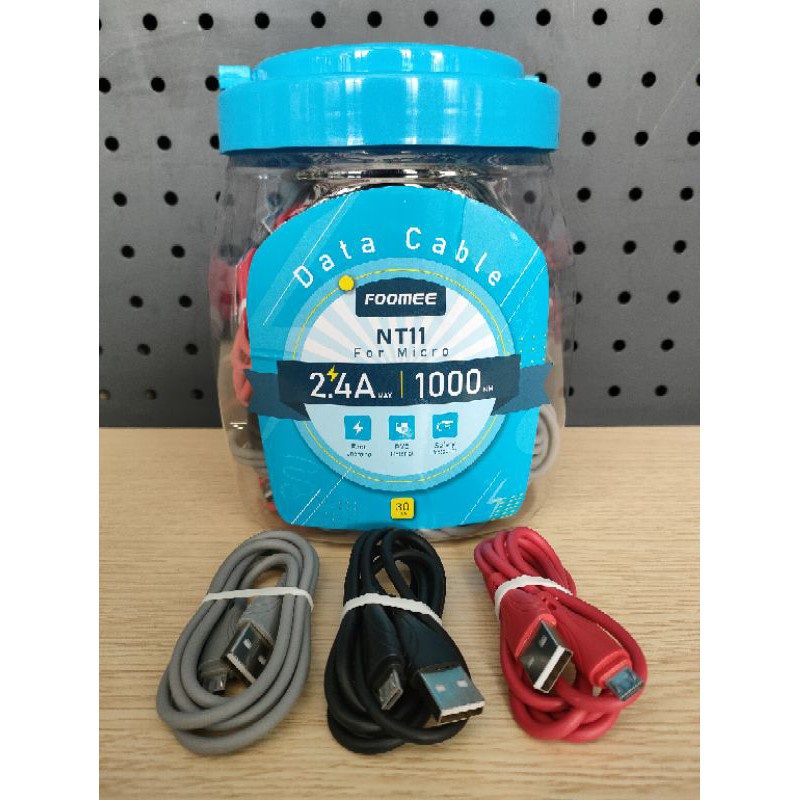 Jual KABEL DATA Charger Micro USB 1 toples Isi 30 Pcs Fast Charging Foomee NT11 Cable Android
