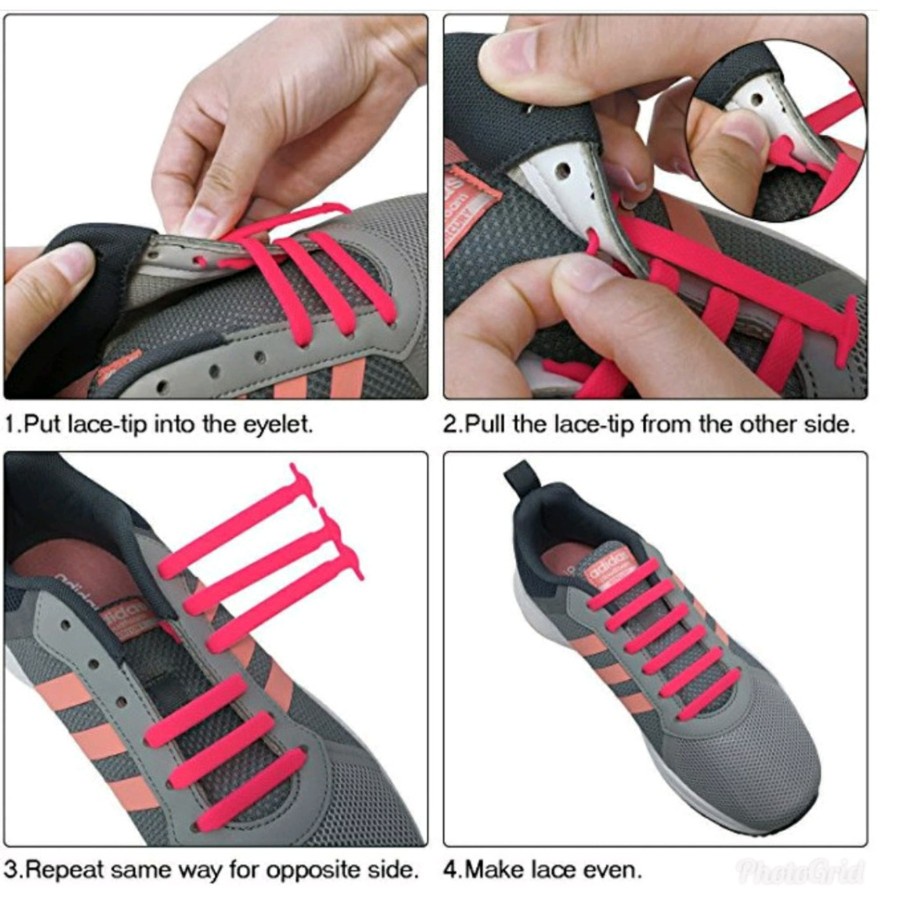 TS12 - Tali Sepatu Silikon - Tali Sepatu Karet Shoelace Silicone 12 pcs