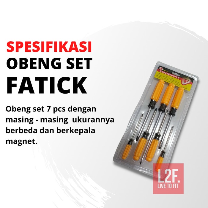 Obeng Set 7 Pcs Fatick Perkakas Set Obeng Kepala Magnet 0551 Screwdriver Set