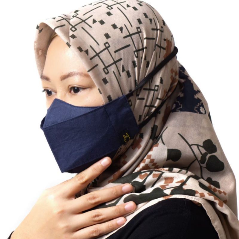 Masker Hijab Headloop 3ply Pastel Polos Headloop Kain Model Duckbill Evo Bisa Cuci