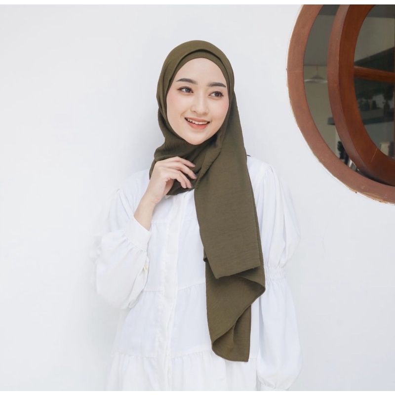 PASHMINA CRINCLE AIRFLOW COTTON SHAWL PREMIUM/HIJAB PASMINA CRINCLE AIRFLOW SHAWL 175X75-Army
