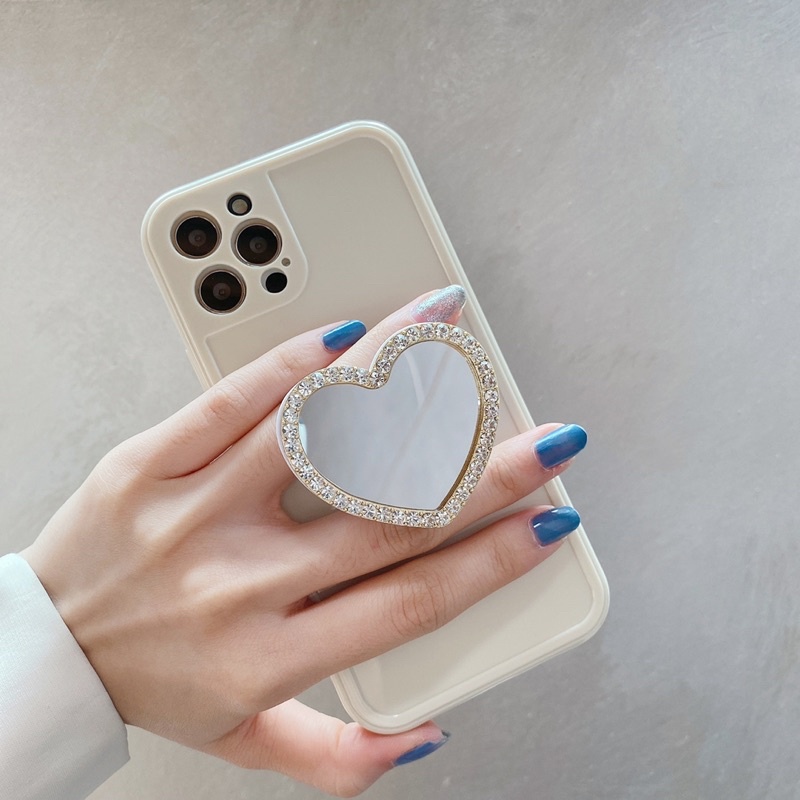 DIAMOND Tempelan Mirror Hati / Popsocket Mirror Heart