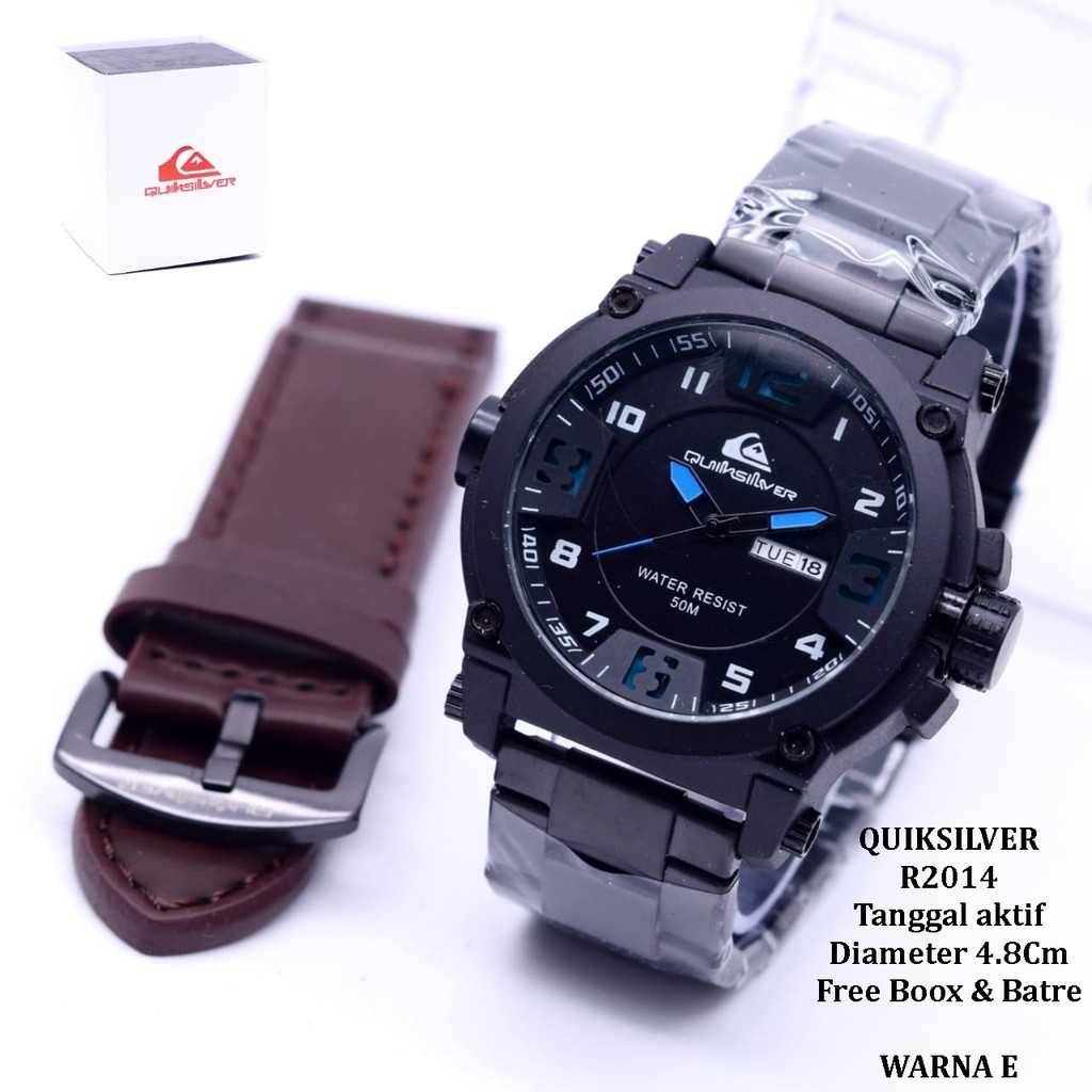 Jam Tangan Pria/Cowok QUIKSILVER R2014 Paket  tanggal aktif tali rantai