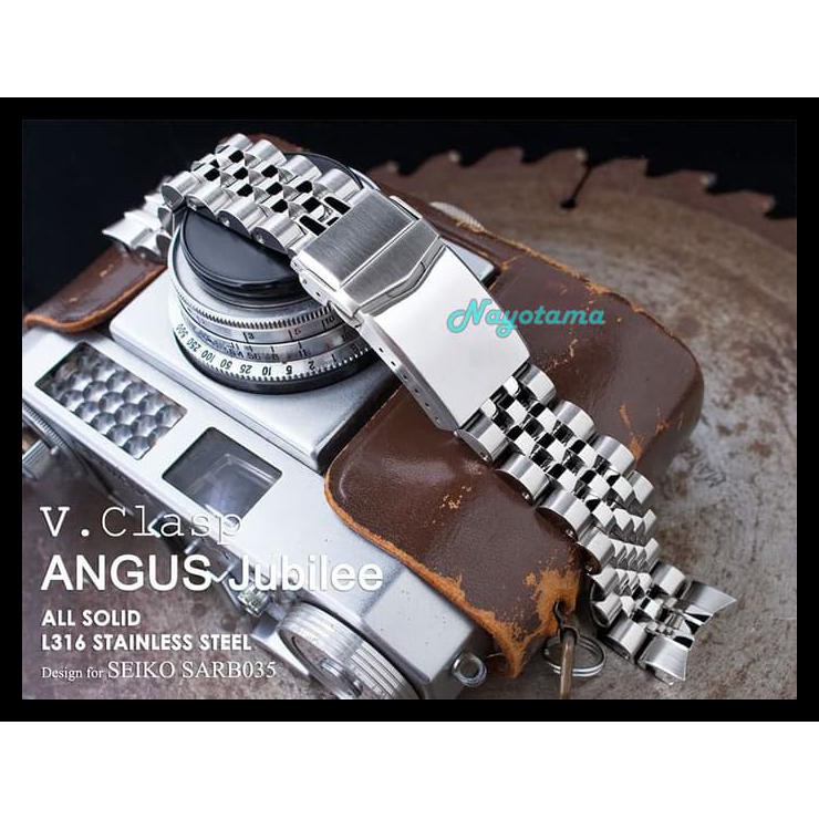 Barang Baru 20Mm Rantai Miltat Angus Jubilee For Seiko Sarb035 V-Clasp Buckle Berkualitas