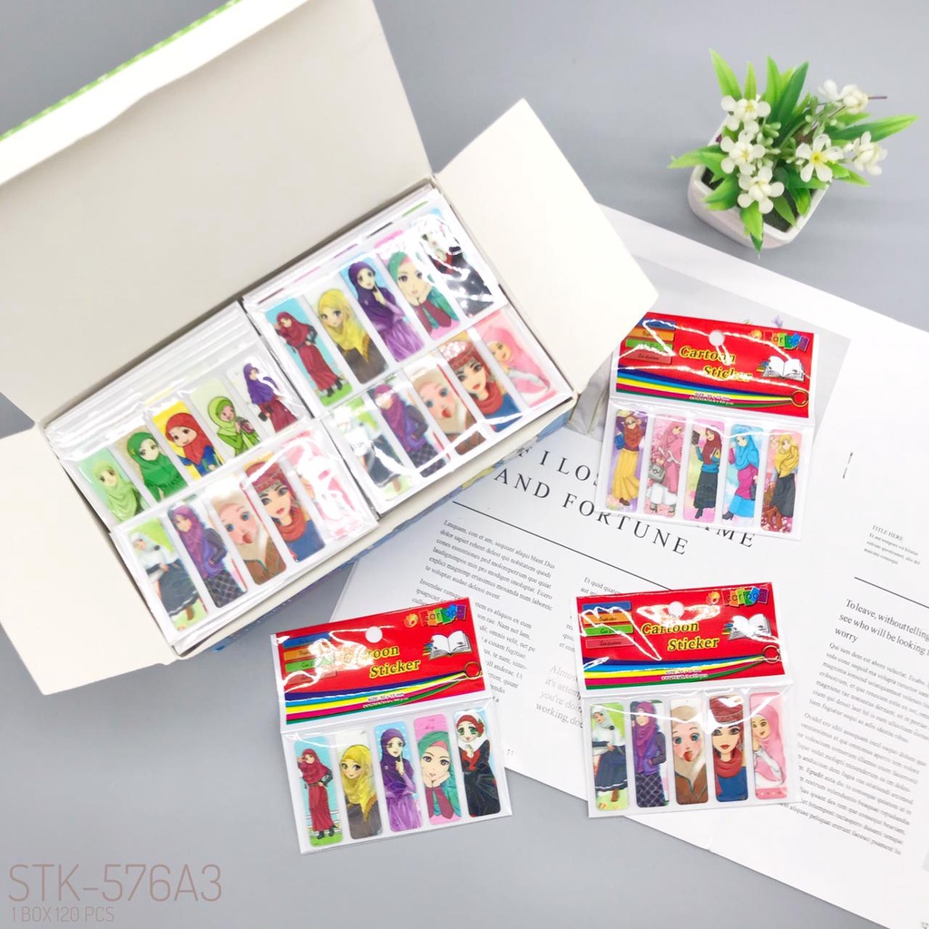 

Pembatas Buku HIJAB Karakter Plastik HOLOGRAM Book Marker Sticky Notes Stick Note Karakter KARTUN Lucu Stick Marker Memo