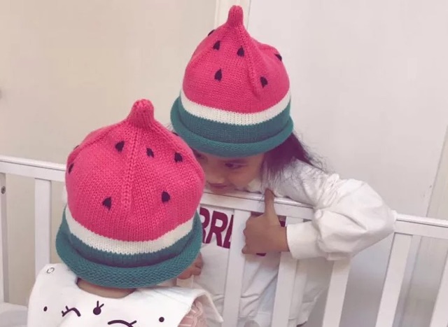 Topi kupluk bayi anak semangka bahan rajut murah