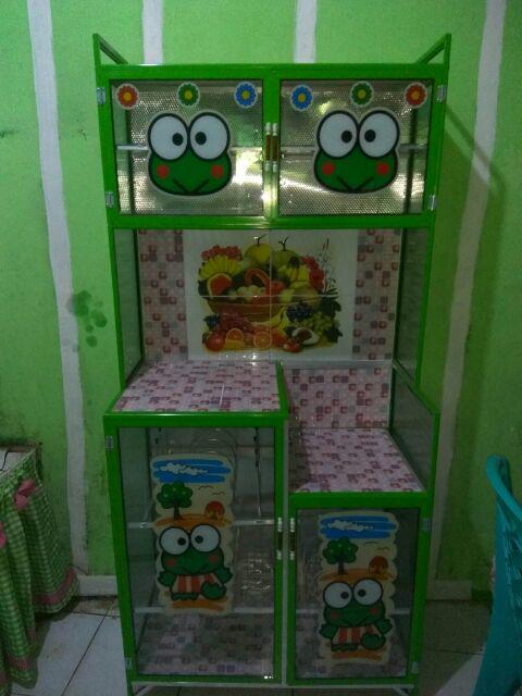 Rak Piring 2 Pintu Magicom / Gendong Kaca Lukis Full Colour (harga Promo)