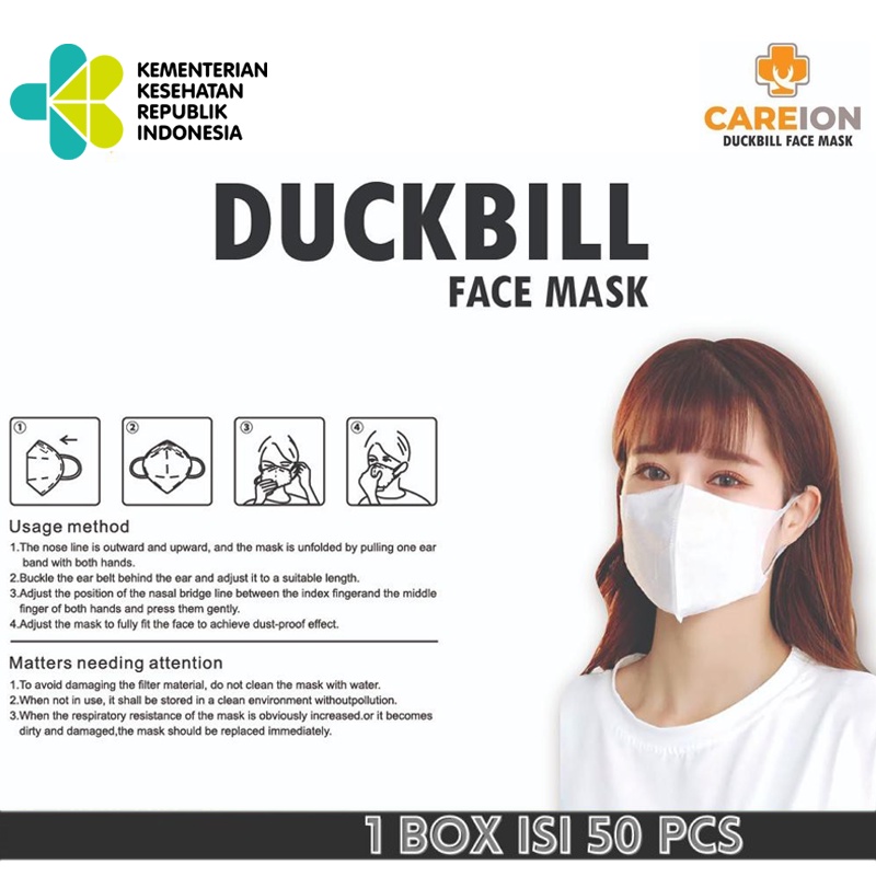 [1Box 50pcs] PROMO TERMURAH! masker duckbill earloop mask disposable mask dukbil garis putih