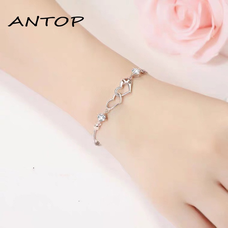 Korea Gelang Fashion Ganda Cinta Hati Bangle Wanita Perhiasan Aksesoris ANTOP