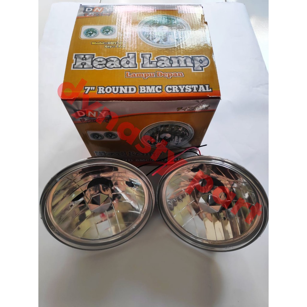 Head Lamp Lampu Depan H4 Bulat 7 Inch Kristal 2pc