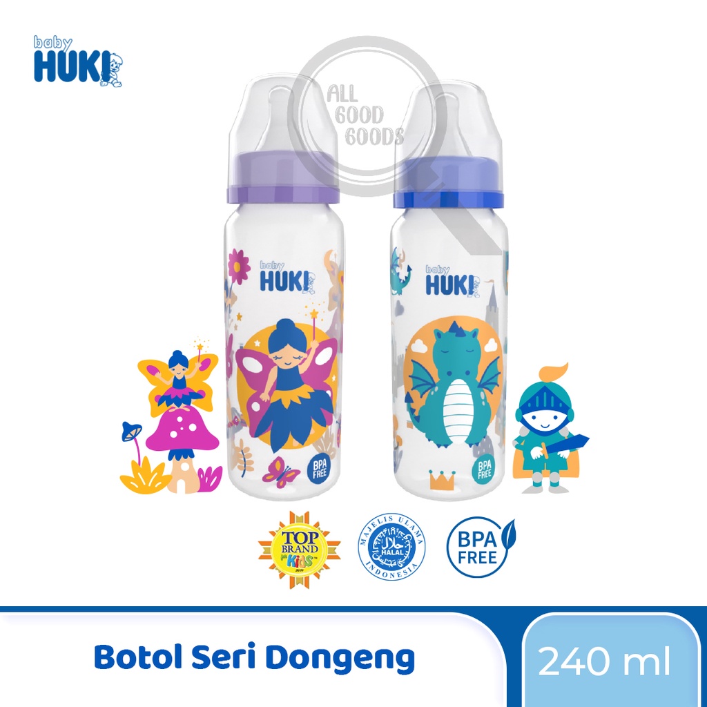 [DB] Huki Baby Botol Susu Bayi Dot Regular Seri Dongeng 120 / 240ml - Nipple Bulat 120ml / 240 ml