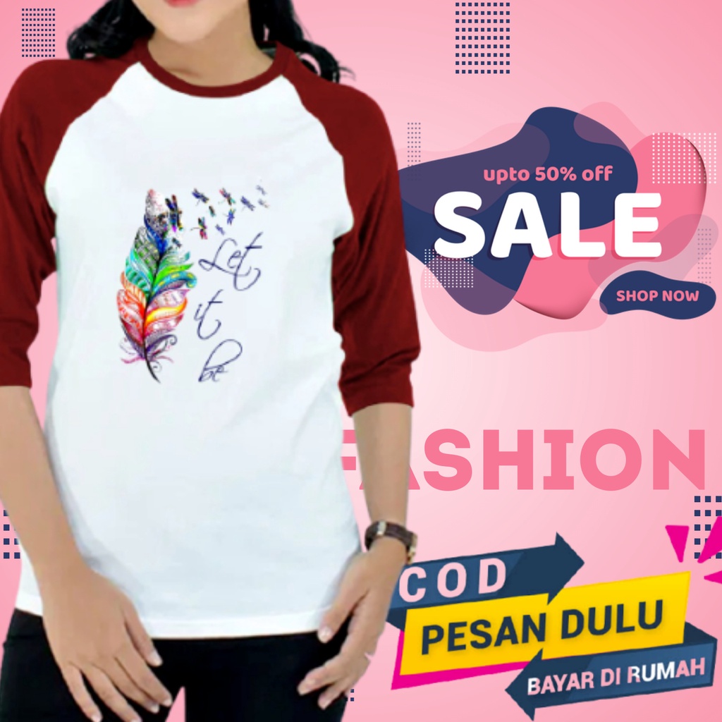 Baju Kaos Raglan Cewek Cowok 7/8 Baju Atasan Jangkis Raglan Distro Tshirt Pria Wanita Jangkis Jumbo