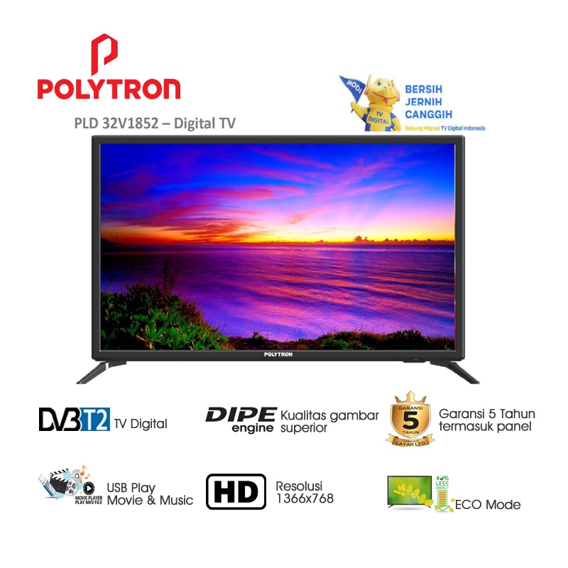 Led Tv Polytron 32 Inch HD Digital Tv PLD-32V1853
