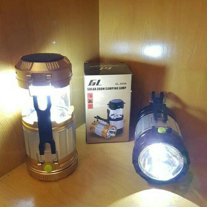 Lampu Lentera Senter Camping Tenaga Surya Bisa Cas Hp Diskon