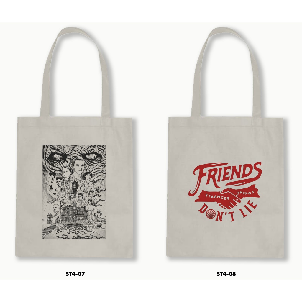 Tas Tote Bag Resleting Kanvas/Blacu  - Stranger Things 4