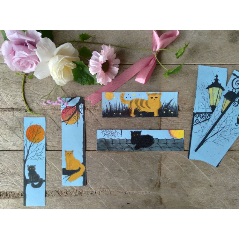 

HADMADE BOOKMARK PEMBATAS BUKU DILUKIS CAT AIR DAN DILAMINATING CANTIK SERI KUCING