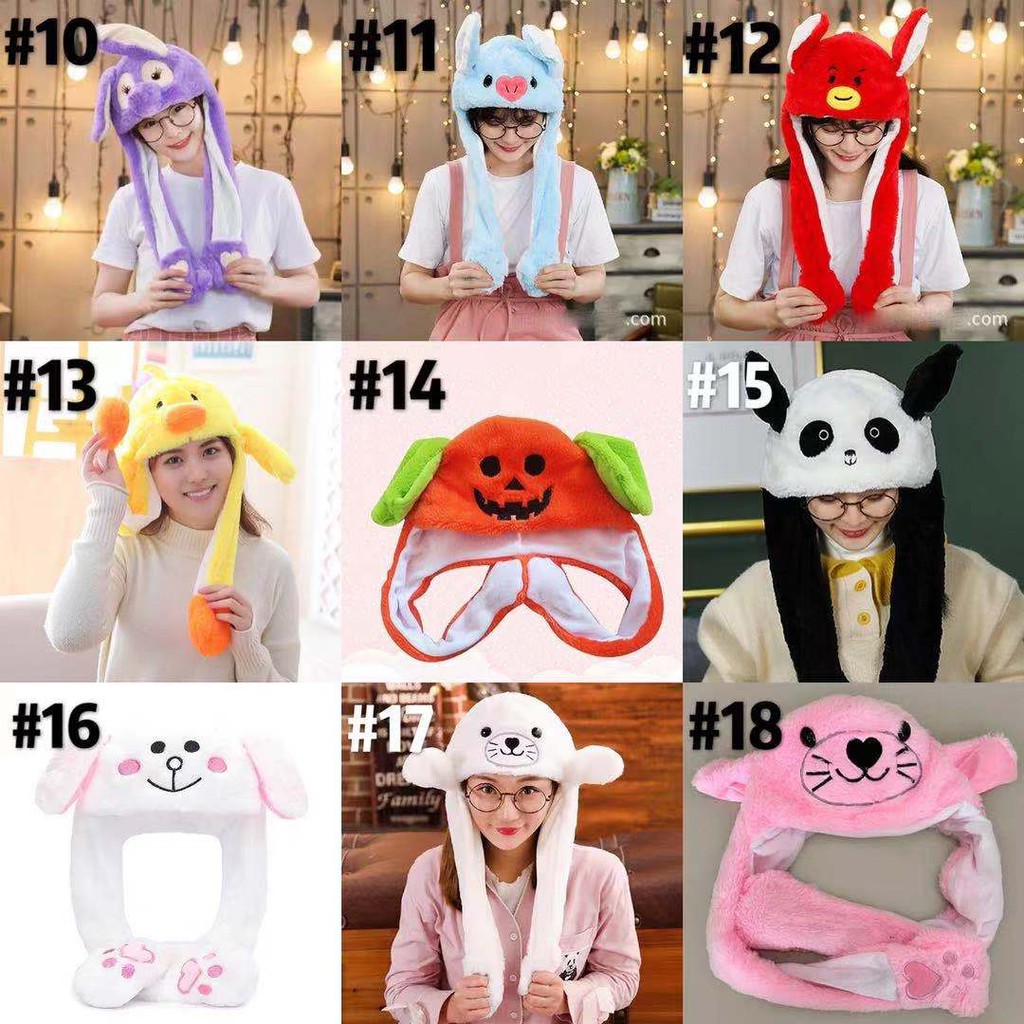 Bunny Hat Dancing Topi LED Cute Import Kelinci Tik ToK Kuping Bergerak Dengan LED Cap import