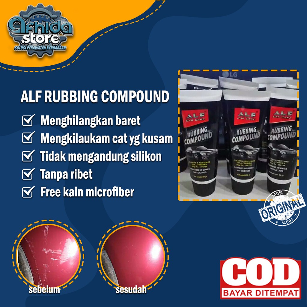 PENGHILANG LECET BARET MOBIL MOTOR KENDARAAN RUBBING COMPOUND MOBIL MOTOR ALF ORIGINAL
