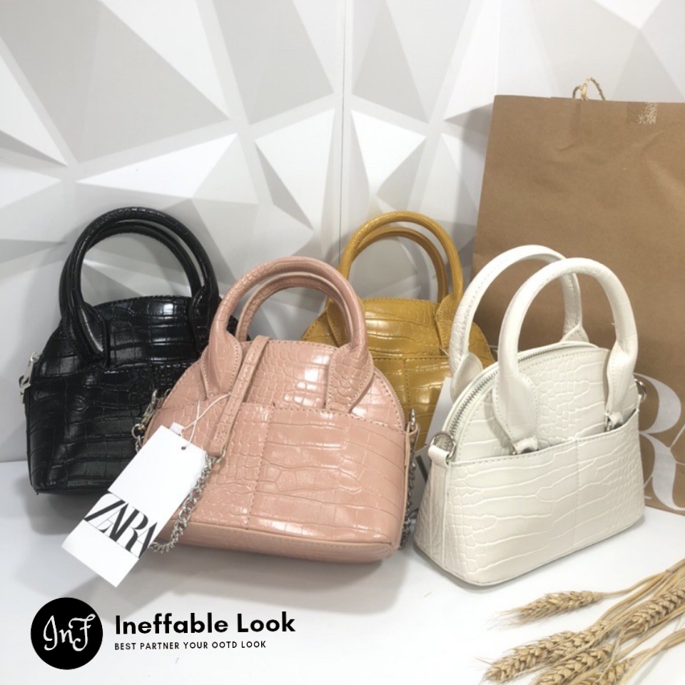 Slingbag wanita Tas selempang wanita Tas wanita Tas Zara Mini Bowling Croco Alma Import
