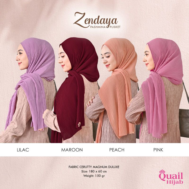 zendaya pashmina plisket, pashminaby quail hijab