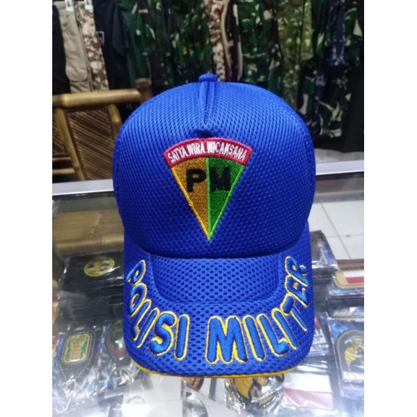 topi pm jaring biru/topi pm jaring hitam/topi karing bordir pm timbul