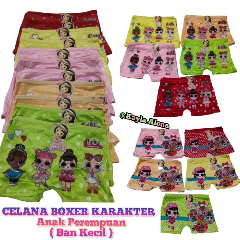 ( 1pack=Isi 3pcs ) Celana Dalam Boxer Anak Cewek Karakter ( Ban Kecil )