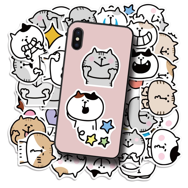 Kucing lucu stiker kartun Nekoneko kucing ekspresi ponsel case dekorasi TK hadiah stiker lembaran ke