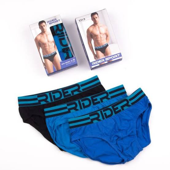 1 Box 3 Pcs Celana Dalam Rider R 762 B - CD Pria Dewasa - Kotak Biru - Karet Pinggang Boxer