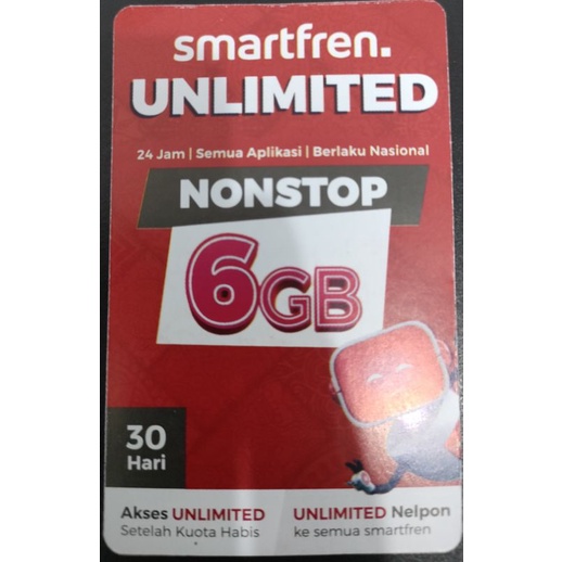 VOUCHER SMARTFREN 6GB UNLIMITED NONSTOP