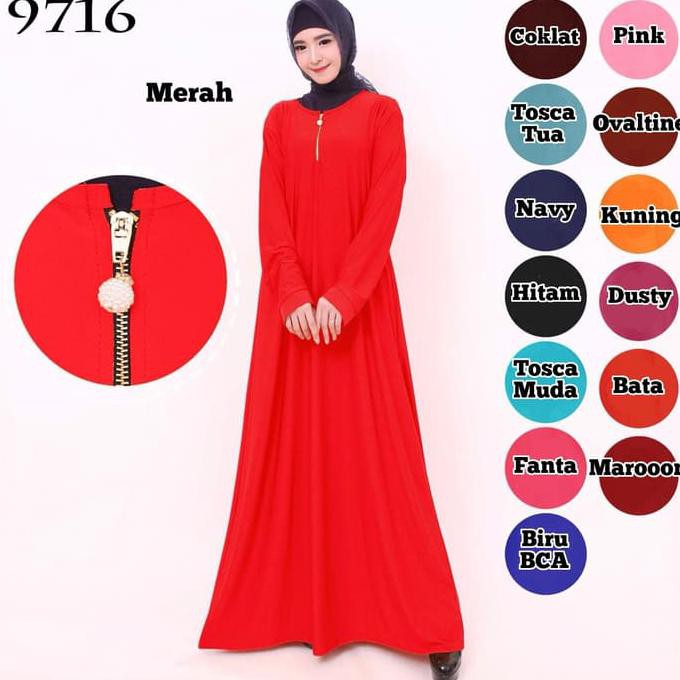 Baju Gamis Polos Terbaru gamis Bahan Jersey L - XXXL Warna Merah Bata Kode 97169717 Berkualitas