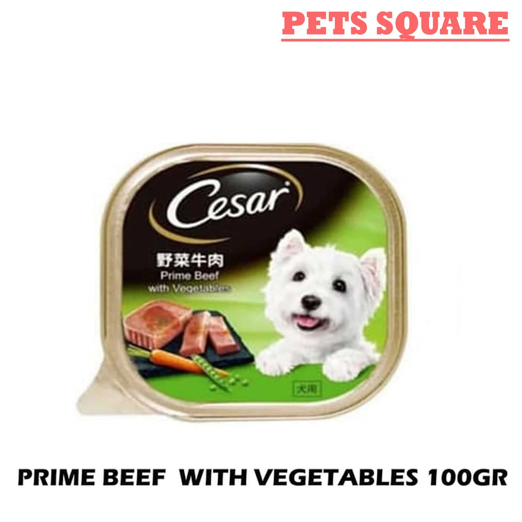 MAKANAN ANJING CESAR PRIME BEEF WITH VEGETABLES 100GR