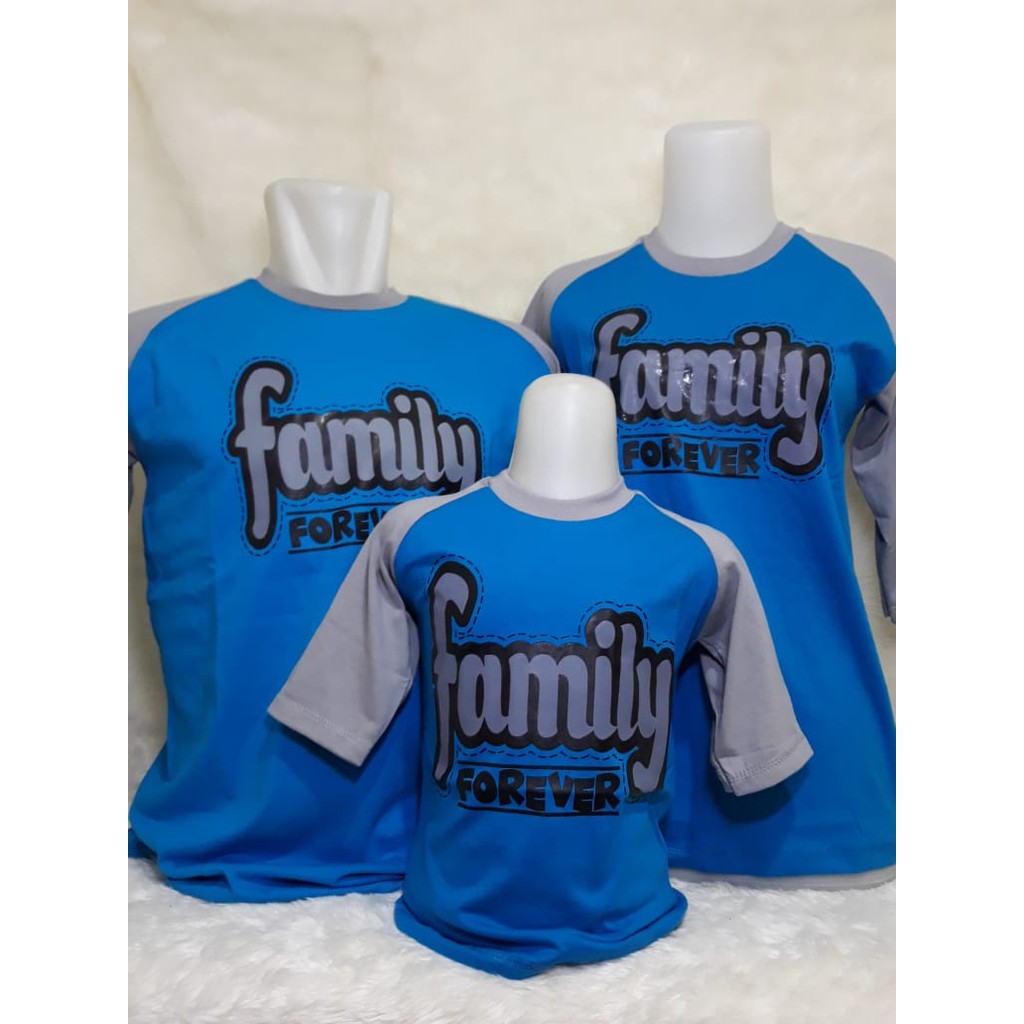 Kaos couple sarimbit raglan keluarga Family forever turkis yeluzi