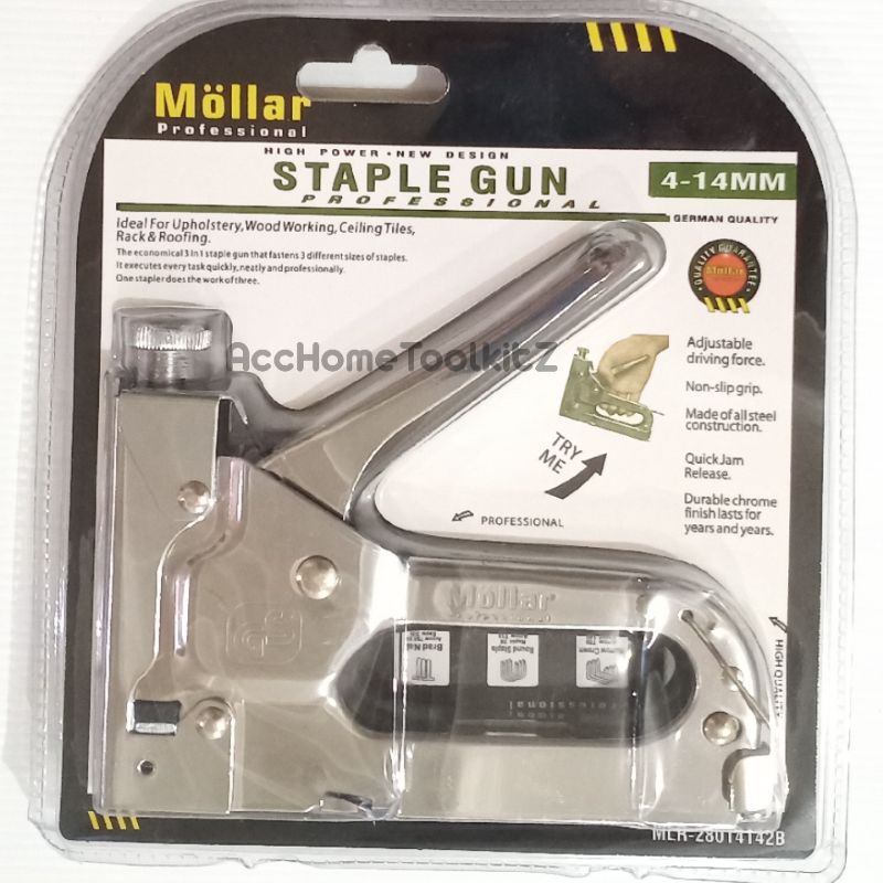 Staples Tembak 4-14MM Staple Gun Professional MOLLAR 3 in 1 / Stapler Jok Motor Kulit 3 Way / Staples Tacker Hekter Tukang Kerajinan Kayu Kursi Sofa Kasur Meja Lemari Spanduk Papan Bunga