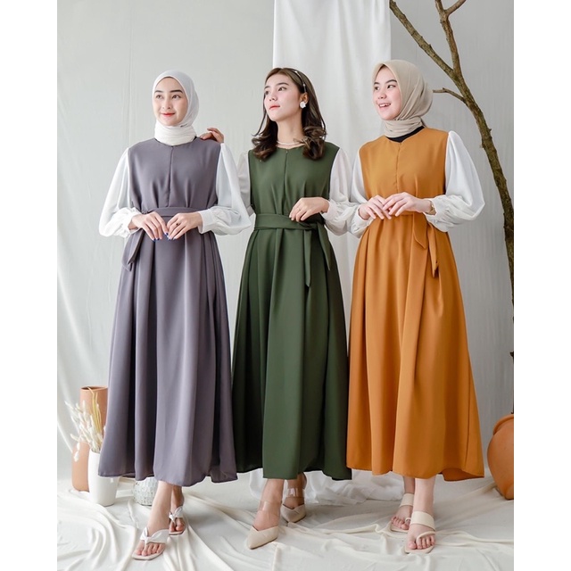 SAILOR MAXI DRESS (Ld 104 Pjg 129) - Gamis Polos Corina Sweding