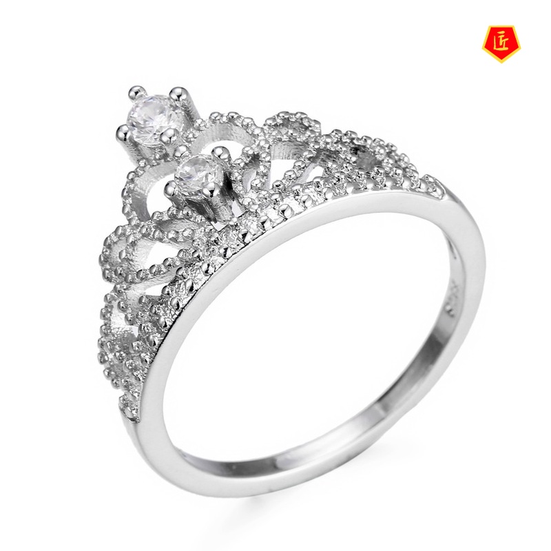 [Ready Stock]Fashion Elegant Micro-Inlaid Crown Diamond Ring