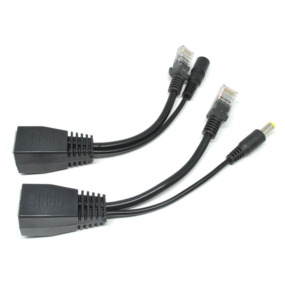 Passive PoE Power Over Ethernet Cable with Male & Female Power Plug ...