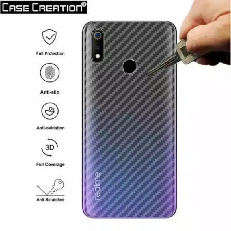 Garskin Carbon Xiaomi Oppo Realme Vivo Samsung Iphone Skin Carbon Anti Gores Belakang