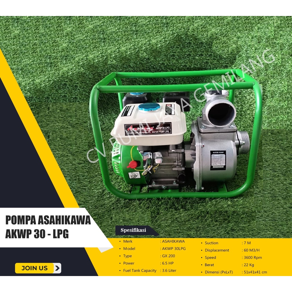 MESIN POMPA AIR SAWAH 3 INCH ASAHIKAWA AKWP 30 LPG
