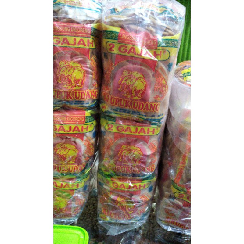 

kerupuk udang 2 gajah ukuran mini 250gr (mentah)