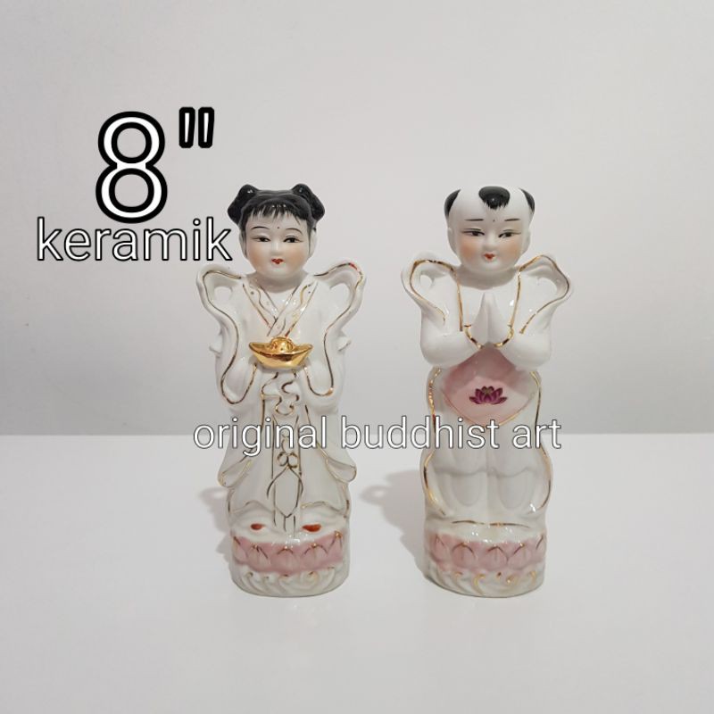 patung pendamping dewi kwan im keramik 8 inch