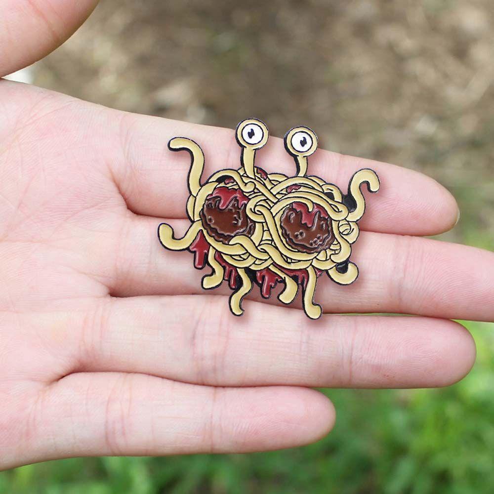 [Elegan] Pastafarianism Bros Fashion Kartun Spaghetti Travel Commemorative Lapel Pin Lencana Pin Enamel Pin