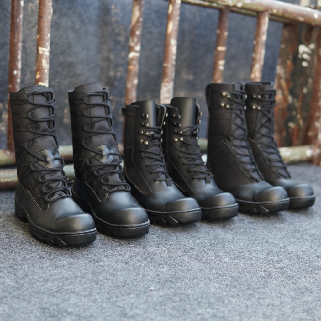 Sepatu Safety Boots Pria Black Force / Sepatu Kerja Lapangan Ujung Besi Murah/Security/Work &amp;Safety