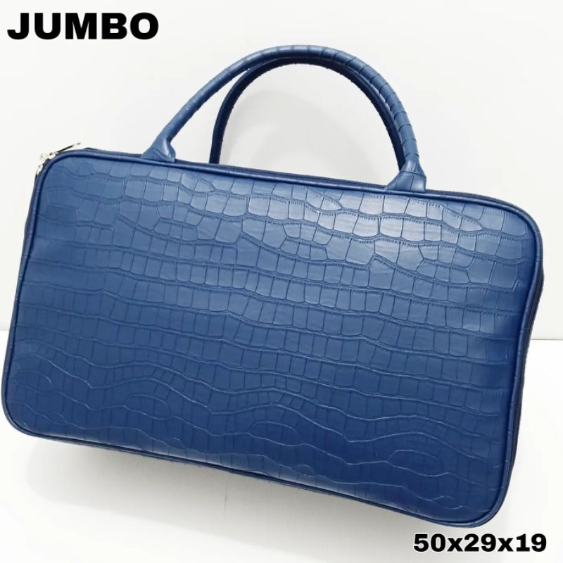 TRAVEL BAG JUMBO PREMIUM TAS KOPER WANITA CROCO DARK BLUE