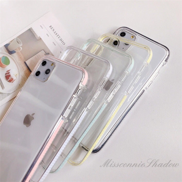 Soft Case Tpu Transparan Shockproof Warna Permen Untuk Iphone 11 12 Pro Max 12 Mini 6 6s 7 8 Plus Se 2020