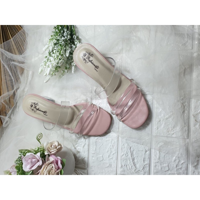 sandal Yasmin dustypink 5cm hak kaca