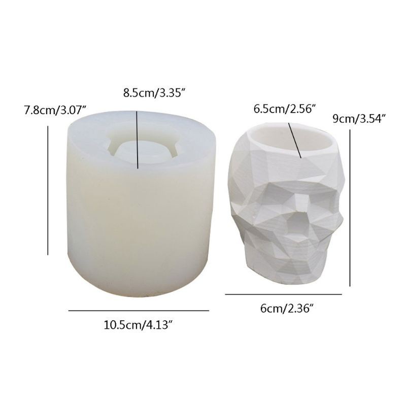 Glitter Modern Resin Skull Shaped Head Design Flower Pot Mold Planter Container Geometric Skull Concrete Pen Holder Resin Molds